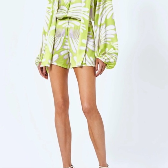Alexis Green and White High Waist Shorts